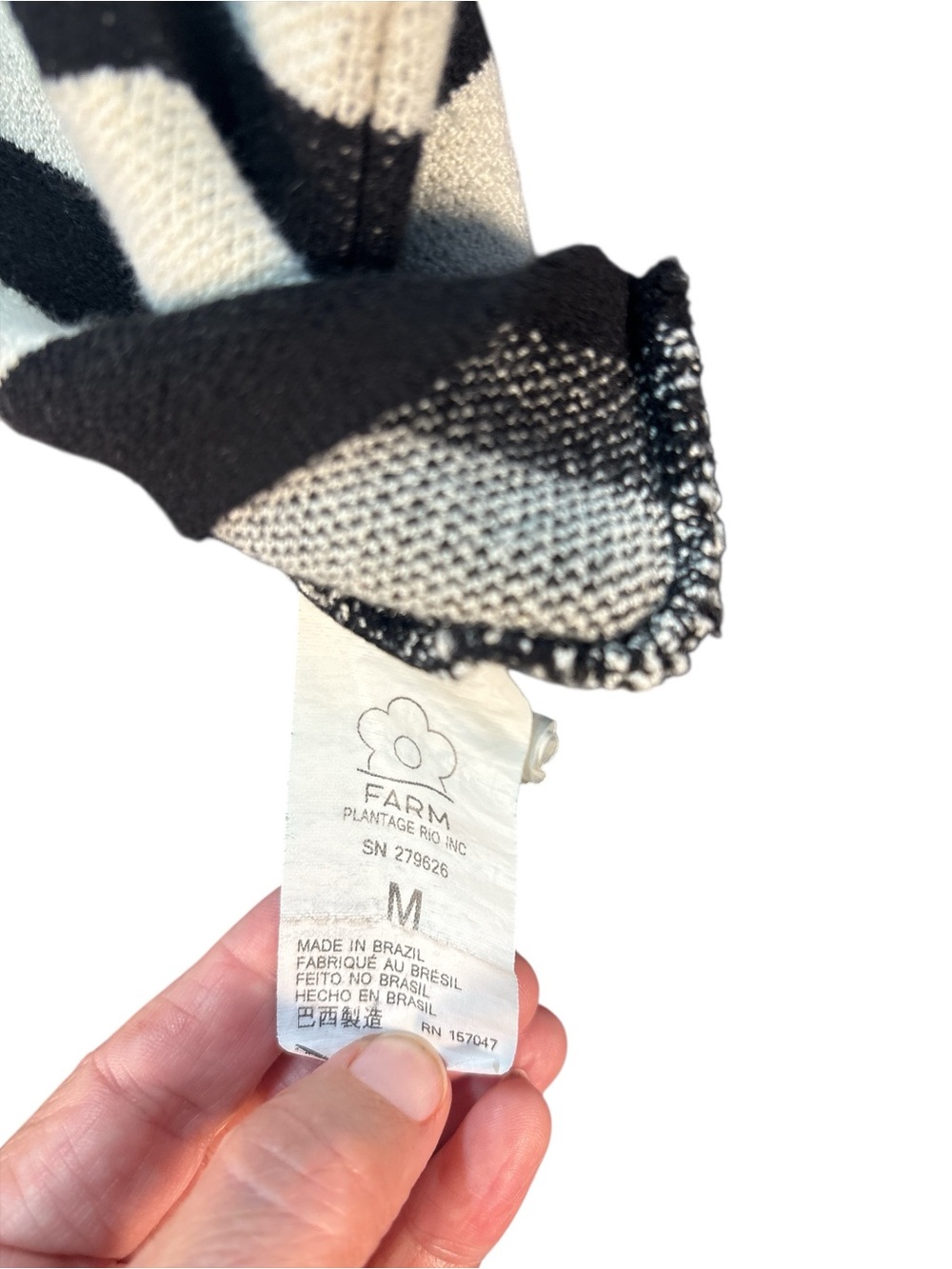 Farm Rio Black & White Striped Knit Crop Top Medium MSRP $165 - Picture 4 of 4